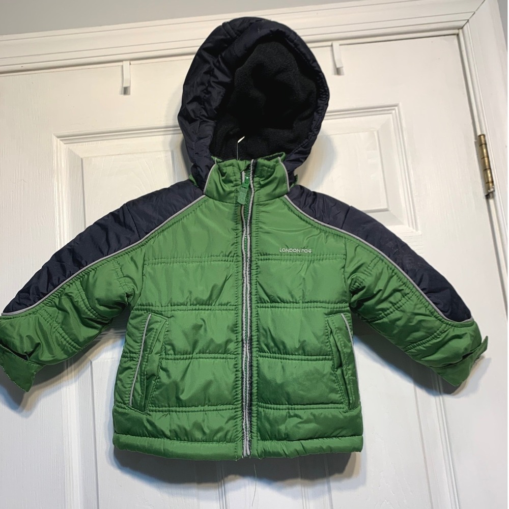 London Fog Puffer Jacket 2T Hooded Quilted Winter Coat Kidcore Play Durable Warm